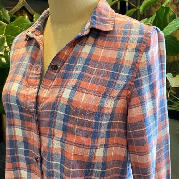 Current/Elliott Slim Boy Shirt In Stardust Plaid - Picture 9 of 13